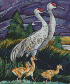 Sandhill Crane Family Art Diamond Painting