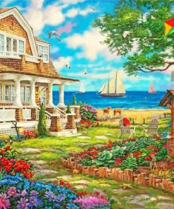 Sea Cottage Garden Diamond Painting