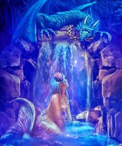 Sleepy Dragon And Mermaid Diamond Painting