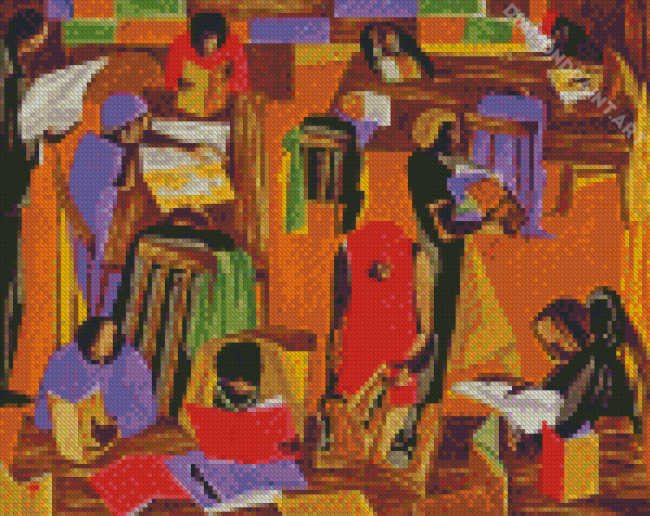 The Library By Jacob Lawrence Diamond Painting