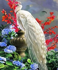 White Peacock And Flowers 5D Diamond Painting