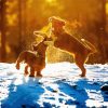 Wire Hair Puppies In Snow 5D Diamond Painting