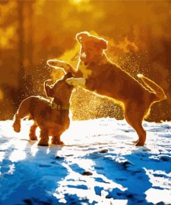 Wire Hair Puppies In Snow 5D Diamond Painting