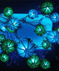 Blue And Green Paper Lanterns Diamond Painting