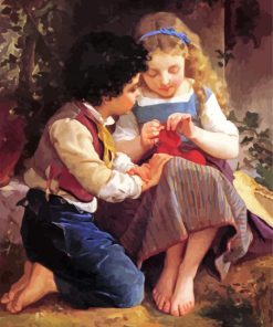 Boy And Girl Crocheting Diamond Painting