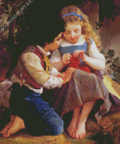 Boy And Girl Crocheting Diamond Painting