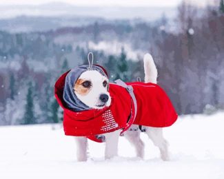 Cute Winter Dog Diamond Painting
