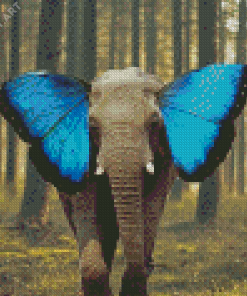 Elephant And Blue Butterfly Ears Diamond Painting