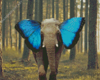 Elephant And Blue Butterfly Ears Diamond Painting