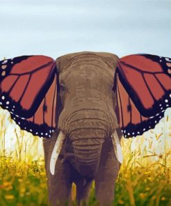 Elephant Animal And Butterfly Diamond Painting