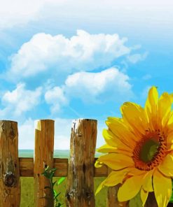 Fence And Sunflower Diamond Painting