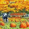 Harvest Wagon Cows And Pumpkins Fall Scene Diamond Painting