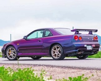 Purple Nissan Skyline Car Diamond Painting