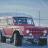 Red Ford Bronco Car In Snow Diamond Painting