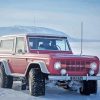 Red Ford Bronco Car In Snow Diamond Painting