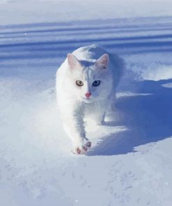 White Winter Cat Diamond Painting