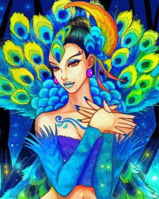 Woman Peacock Diamond Painting
