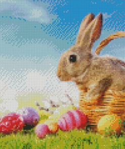 Bunny With Eggs Diamond Painting