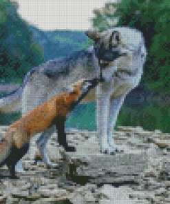 Wolf And Fox Animals Diamond Painting