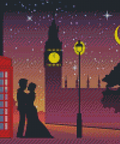 Illustration London Couple Silhouette Diamond painting