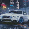 White Mustang Ford Diamond painting