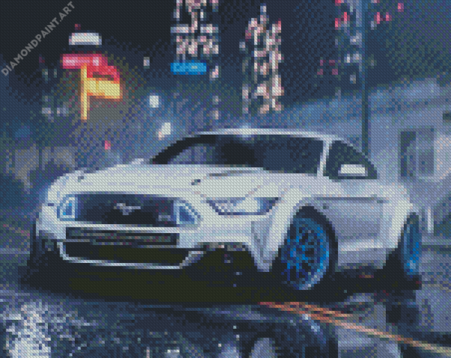 White Mustang Ford Diamond painting