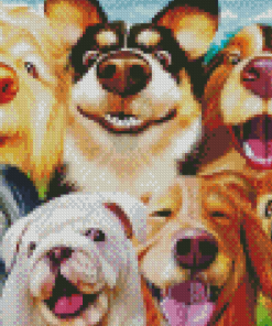 Funny Dogs Animals Selfie Diamond Painting