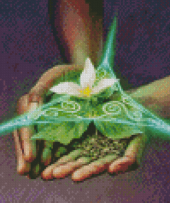 Trillium Flower On Hand Diamond Painting