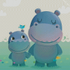 Baby Hippo And Mother Diamond Paintings