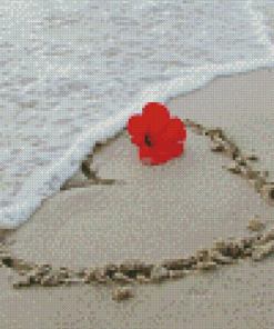 Beach Heart And Flower Diamond Painting