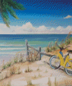 Beach Scene With Bicycle Diamond Painting