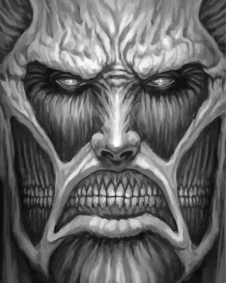 Black And White Colossal Titan Face Diamond Painting