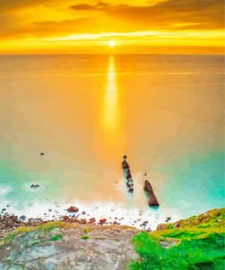 Bude Cornwall Sea View At Sunset Diamond Painting