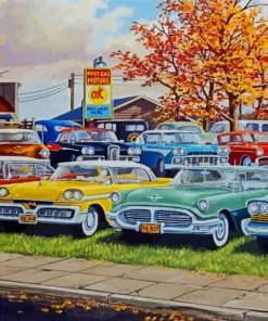 Classic Old Cars In Yard Diamond Paintings