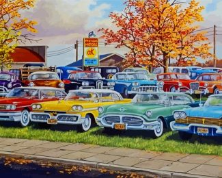 Classic Old Cars In Yard Diamond Paintings