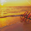 Deck Chairs On The Beach At Sunset Diamond Paintings