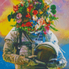 Flower Head Astronaut Art Diamond Painting