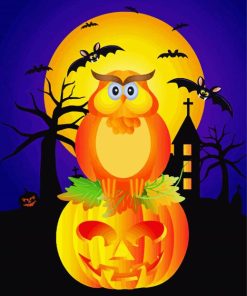 Halloween Owl On Pumpkin Diamond Painting