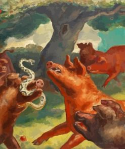 Hogs Killing A Snake John Steuart Curry Diamond Painting
