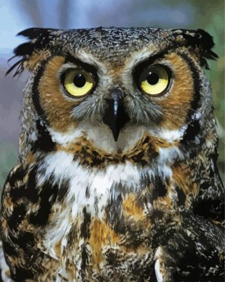 Horned Owl Bird Animal Diamond Painting
