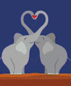 Illustration Elephant Love Diamond Painting