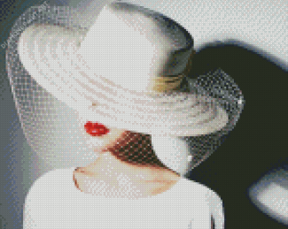 Lady In White Hat Diamond Painting