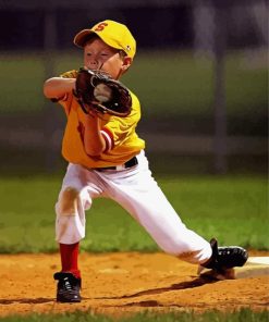 Little Boy Playing Baseball Diamond Painting