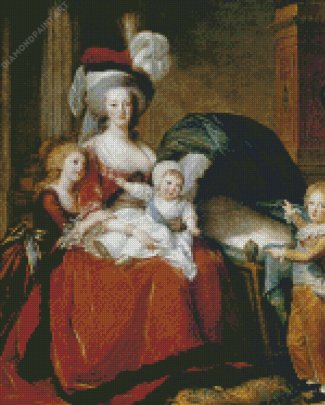 Marie Antoinette And Her Children Elisabeth Vigee Diamond Painting