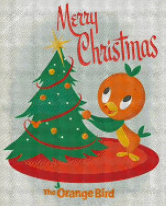 Merry Christmas The Orange Bird Diamond Painting