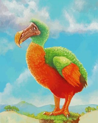 Orange Green Dodo Bird Diamond Painting