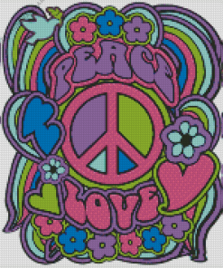 Peace Love Hippie Illustration Diamond Painting