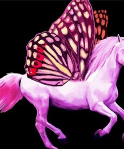 Pink Butterfly Horse Diamond Painting