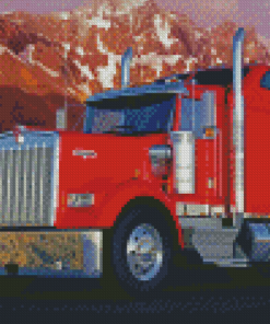 Red Kenworth Truck Diamond Painting