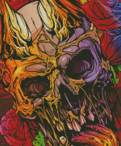Skull With Tongue And Horns Diamond Painting